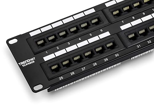 TRENDnet 48-Port Cat6 Unshielded Patch Panel, Wallmount or Rackmount, Compatible with Cat3,4,5,5e,6 Cabling, for Ethernet, Fast Ethernet, Gigabit