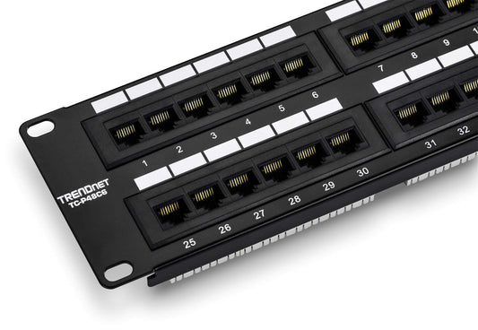 TRENDnet 48-Port Cat6 Unshielded Patch Panel, Wallmount or Rackmount, Compatible with Cat3,4,5,5e,6 Cabling, for Ethernet, Fast Ethernet, Gigabit