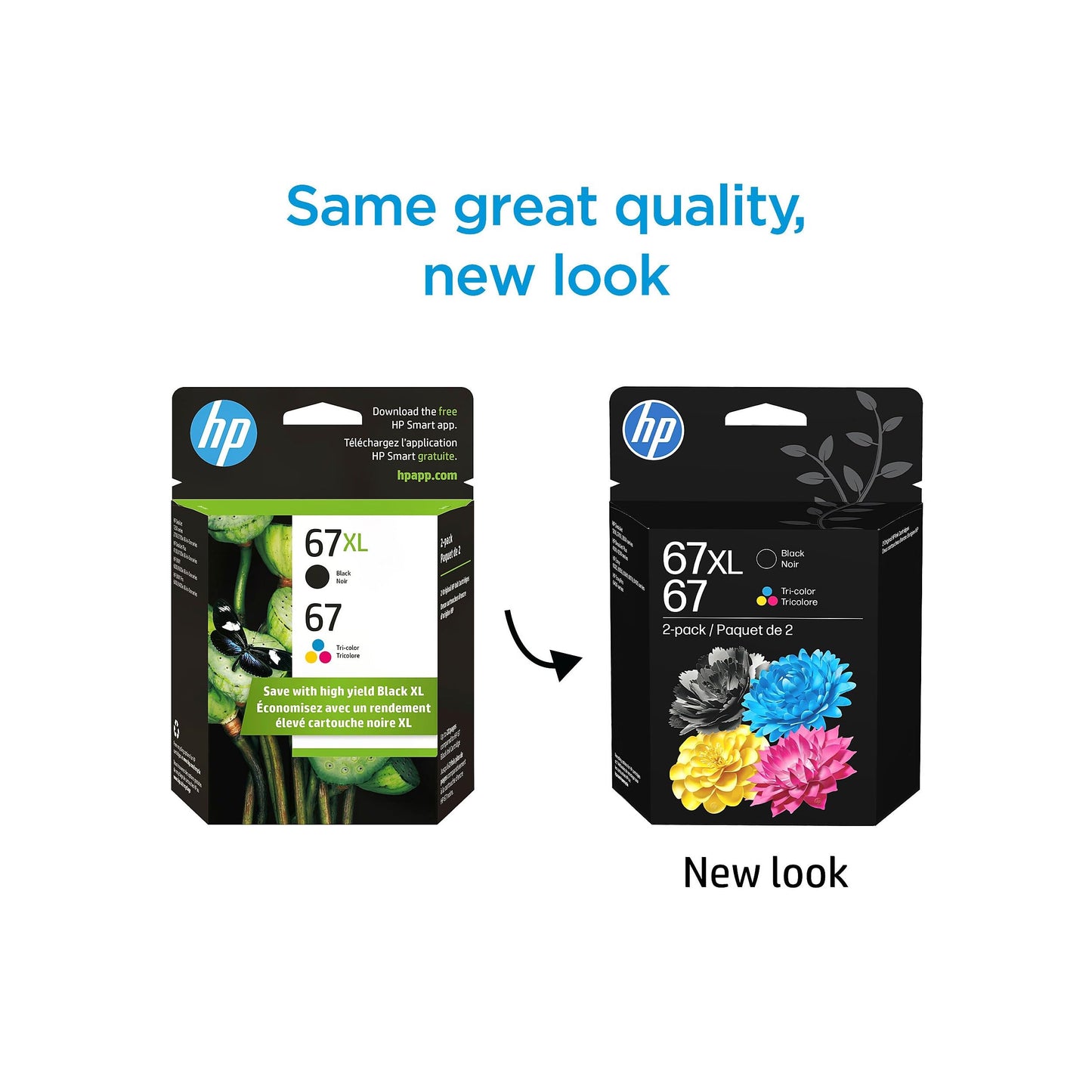 HP Original 67 Tri-Color / 67XL Black Ink Cartridges (2-Pack) | Works DeskJet 1255, 2700, 4100 Series Envy 6000, 6400 Series | Eligible for Instant