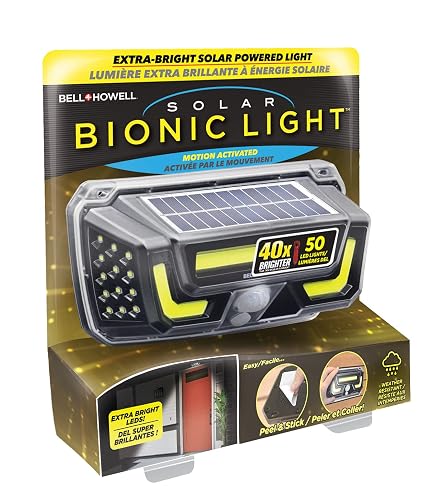 Bell Howell Solar Bionic Wall Light Solar Lights Outdoor with Motion Sensor (White Light 6500K)