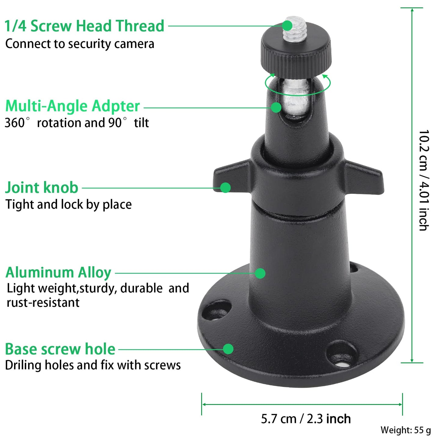 UYODM 2 Pack Wall Mount Holder for SimpliSafe Outdoor Security Camera, 360°Rotation Security Bracket with 1/4 Screw Thread, Camera Not Included