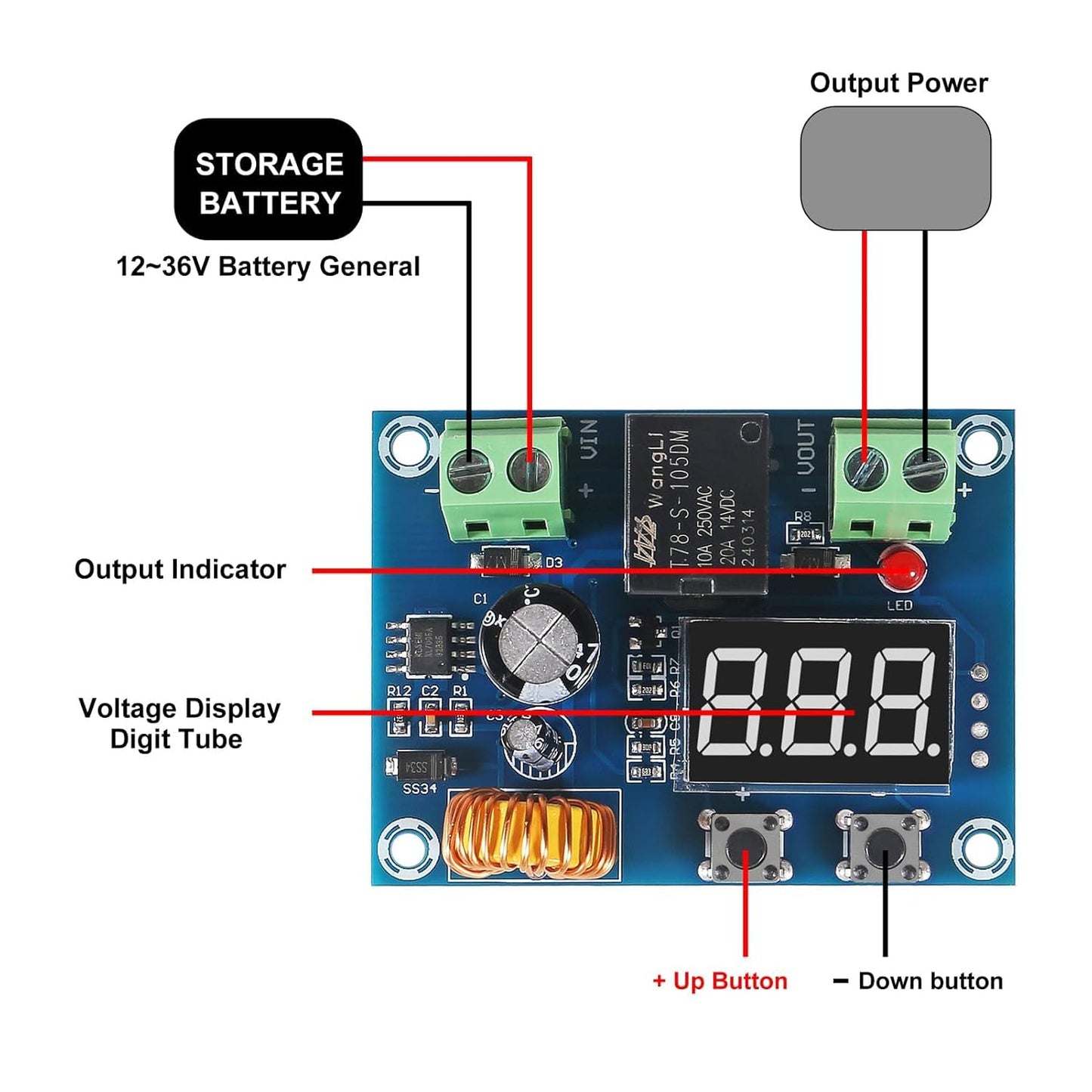 4PCS 12V-36V DC Voltage Protection Modules XH-M609 Over-Discharge Circuit Protection Module Digital Low Voltage Protector Disconnect Switch…