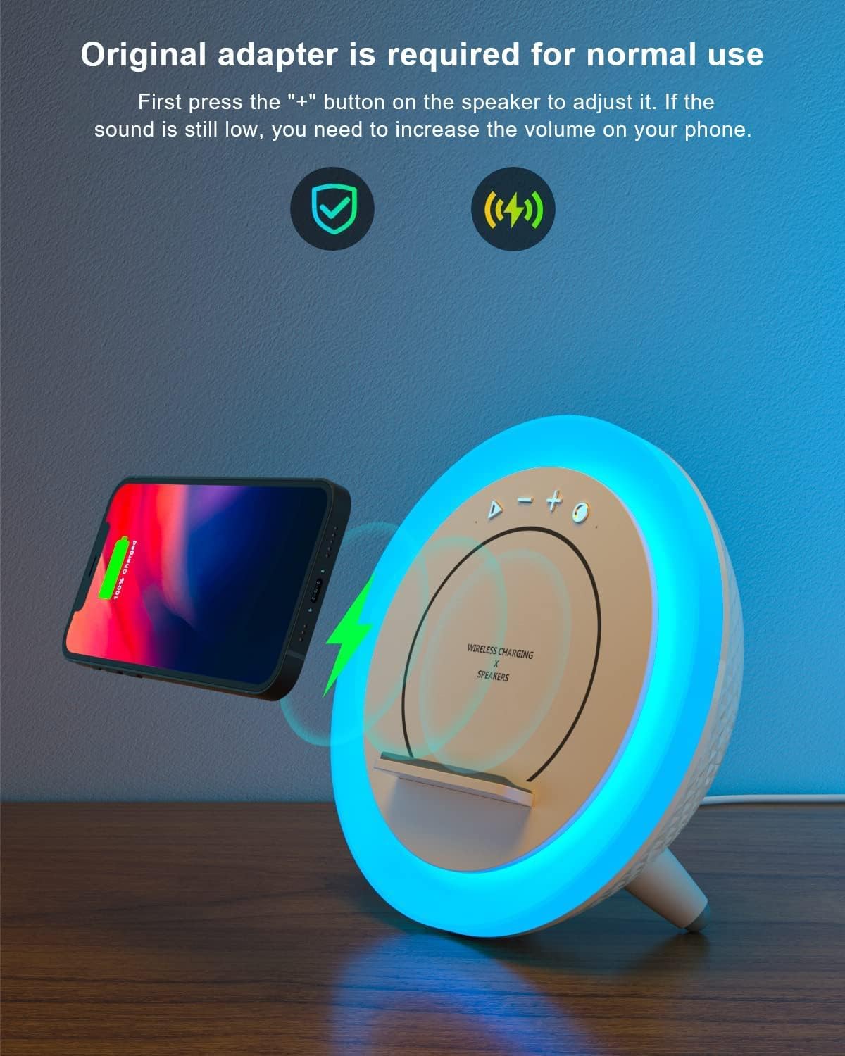 SIDVAR Bluetooth Speaker Night Lightsr,Wireless Charging Modern Speaker,Best Teenage Birthday Gift Ideas Tween Girls Gifts?10W Wireless Charging?