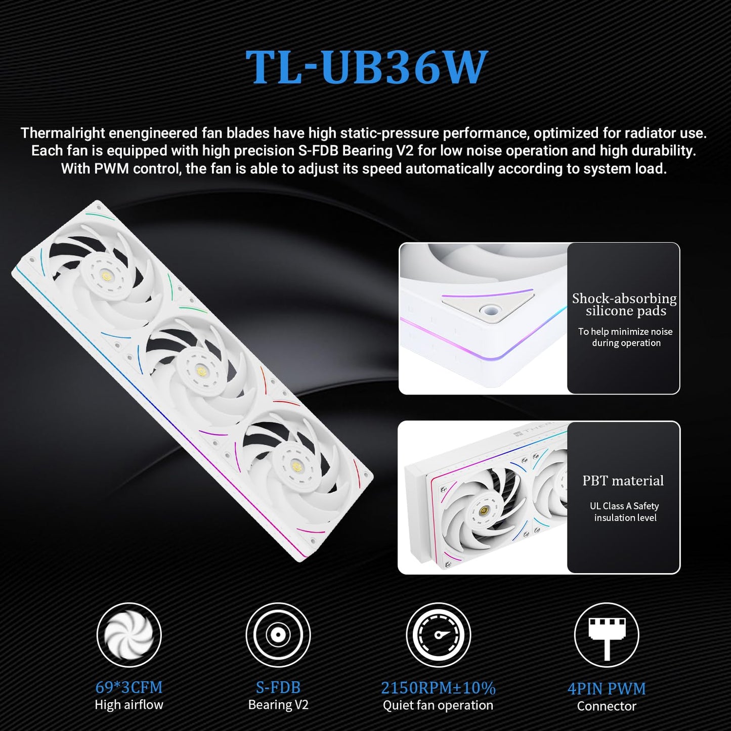 Thermalright Mjolnir Vision 360 UB PRO ARGB White CPU Aio Cooler,PC 360 Specification Water Cooler System with Inline Fan,3.5’’ LCD Screen