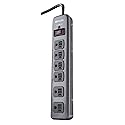 Southwire Woods Metal Surge Protector - 6 Outlets - Lighted Circuit Breaker Switch - 900J Electrical Overload Protection - 3 Foot Cord - Dark Gray