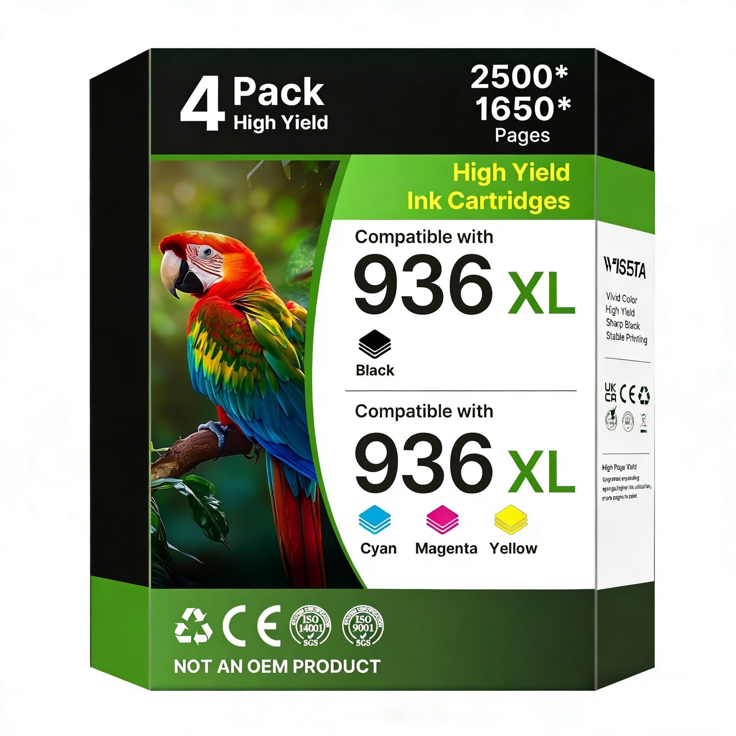 936XL 936 Ink Cartridges for HP Printers (4-Pack) for HP 936 Ink Cartridges Work OfficeJet Pro 9730e 9135e 9120e 9110 9120b 9120 9110b 9130e 9110e