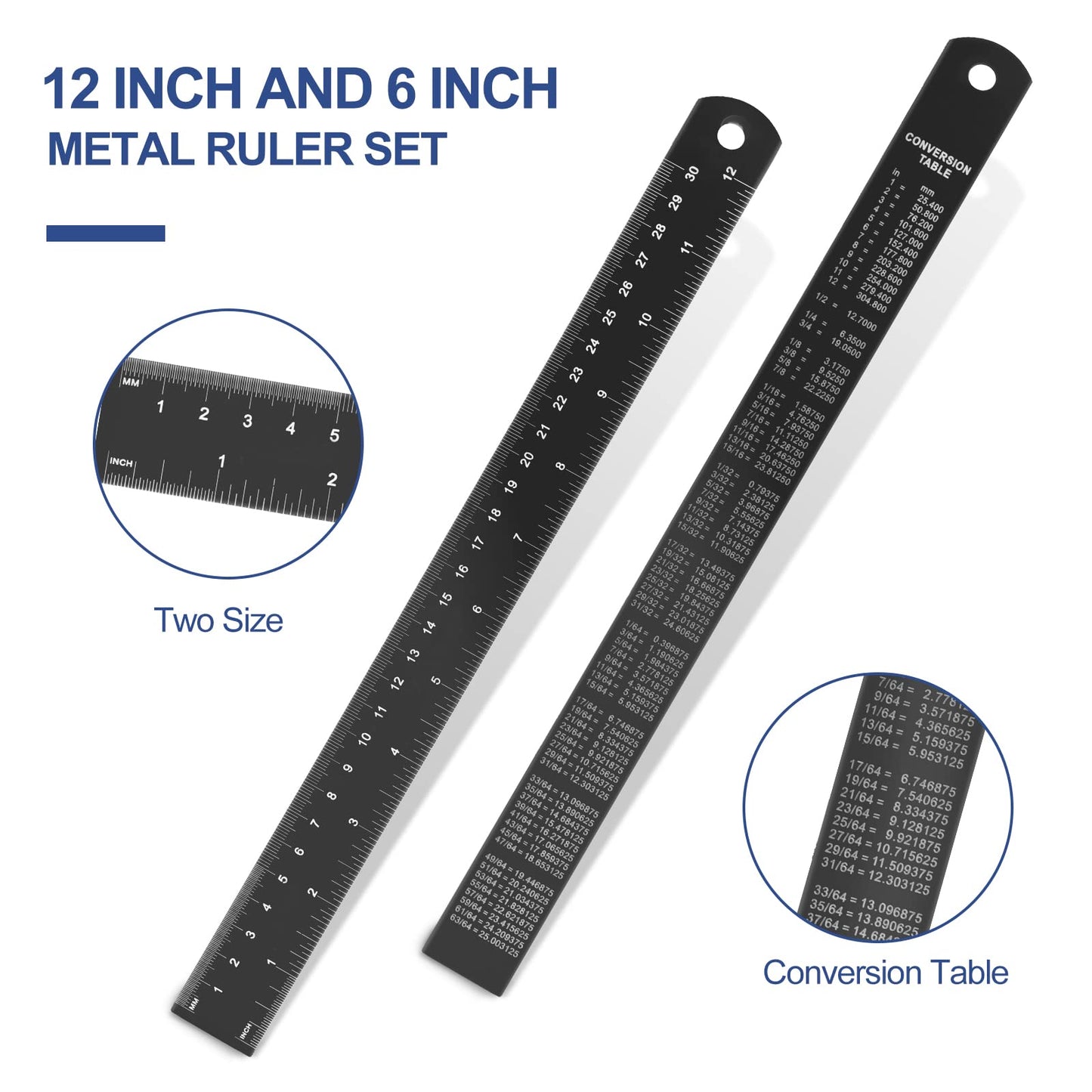 Architectural&Engineering Triangular Scale Ruler, 12 Inch Architectural Scale Ruler Set, Laser-Etched Aluminum with Stainless Steel Ruler