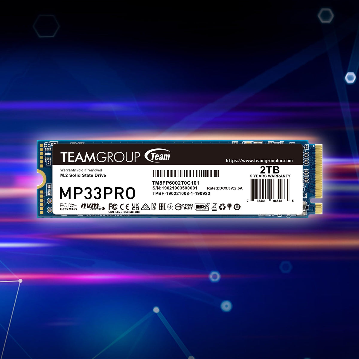 TEAMGROUP MP33 PRO 512GB SLC Cache 3D NAND TLC NVMe 1.3 PCIe Gen3x4 M.2 2280 Internal SSD (Read Speed up to 3500MB/s) 256TBW Compatible with Laptop