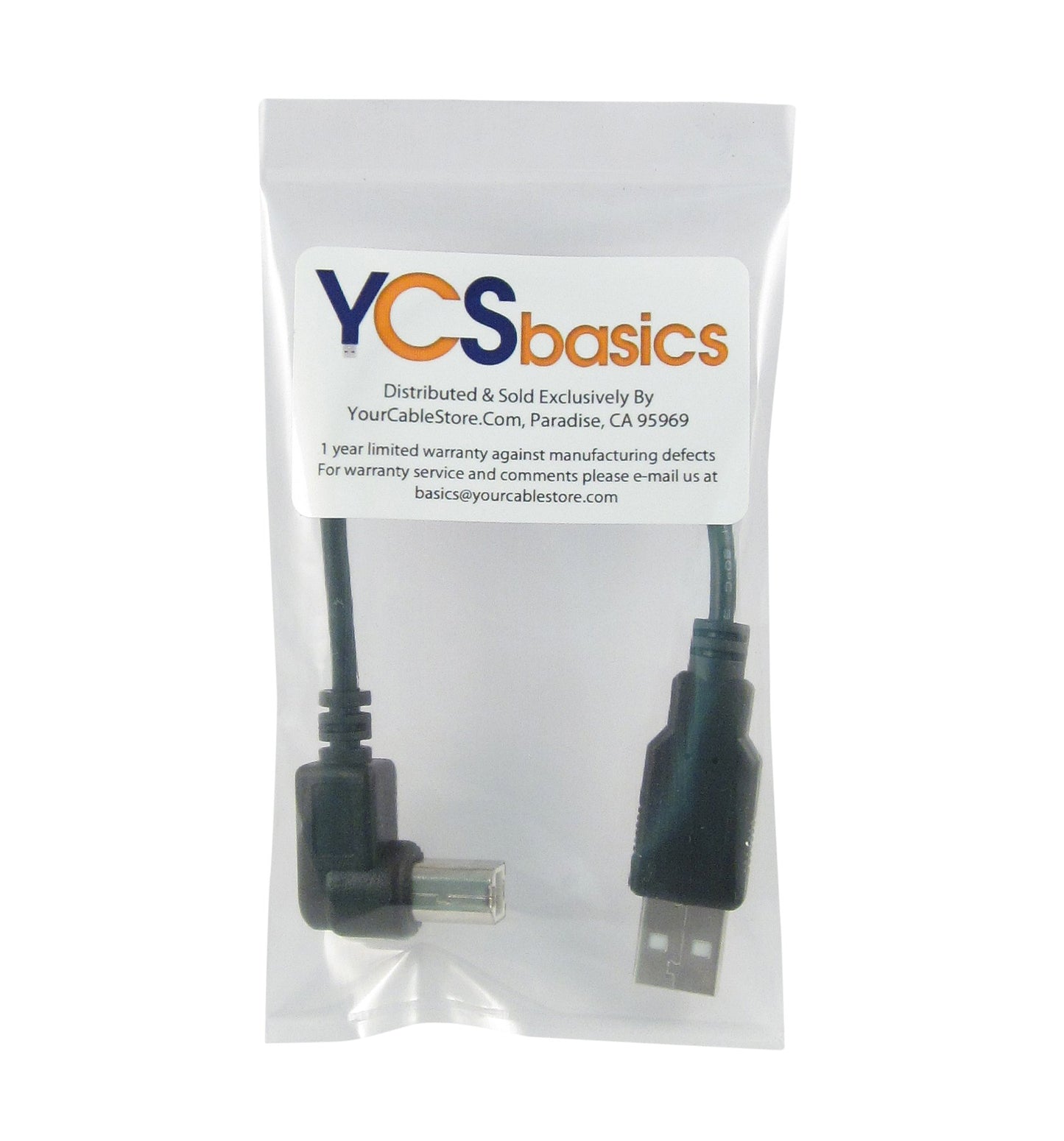YCS basics Black 6 Inch USB 2.0 High Speed Printer/Scanner Right Angle Cable