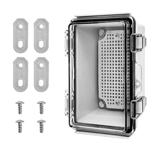 CXCESNS Waterproof Outdoor Electrical Box 5.9"x3.93"x3.54"D IP67 ABS Plastic Enclosure with PC Transparent Cover Outdoor/Indoor Lockable Electrical