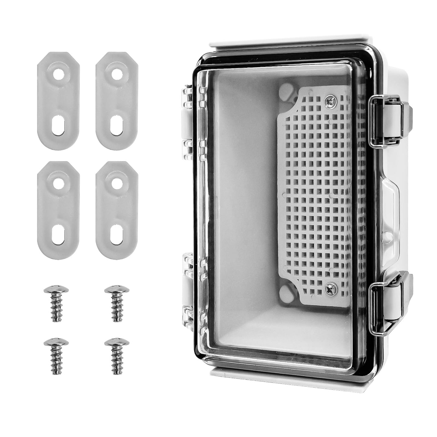 CXCESNS Waterproof Outdoor Electrical Box 5.9"x3.93"x3.54"D IP67 ABS Plastic Enclosure with PC Transparent Cover Outdoor/Indoor Lockable Electrical