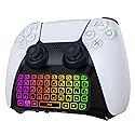 MoKo RGB Backlight Keyboard for PS5 Controller, Bluetooth Wireless Mini Gamepad Chatpad for PlayStation 5 with Upgraded Built-in Speaker & 3.5mm Audio