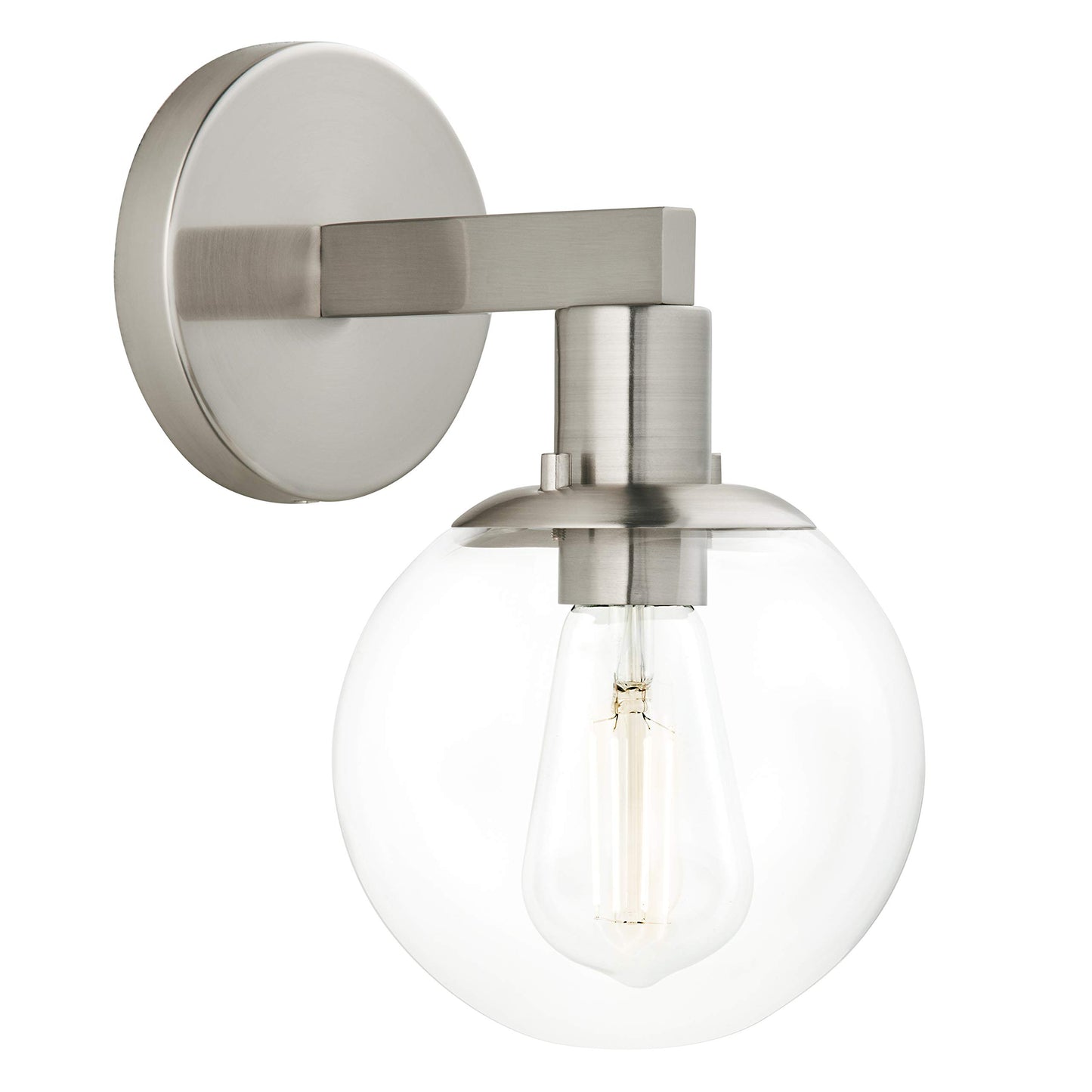 Linea di Liara Glass Globe Brushed Nickel Wall Sconce Lighting Sferra Mid Century Modern Sconces Wall Lighting Fixture Bathroom Vanity Wall Sconces