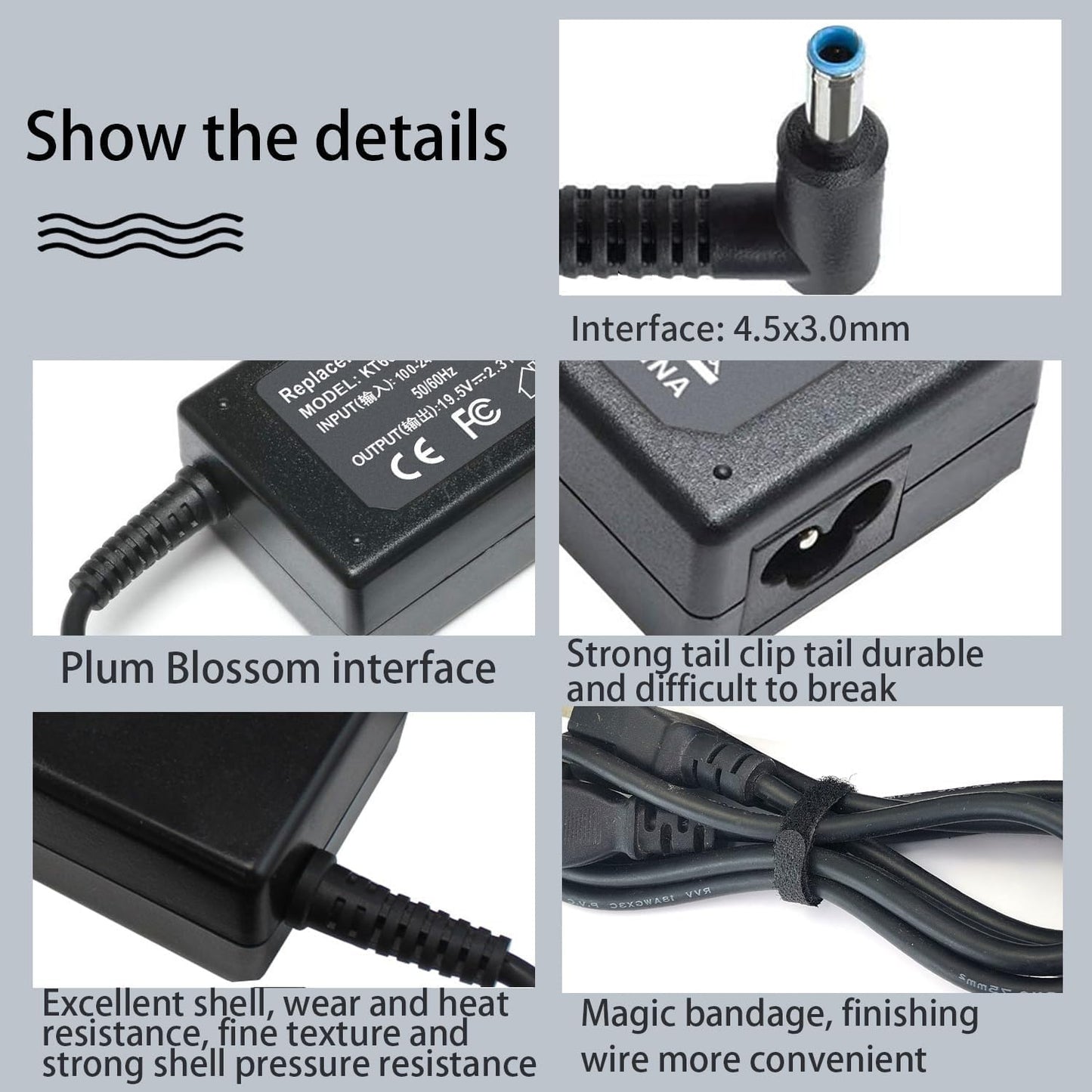 45W 740015-002 741727-001 L25296-001 AC Adapter for HP Pavilion x360 Envy Spectre Elitebook 840 ProBook Laptop Notebook Power Supply Cord Blue Tip 4.5