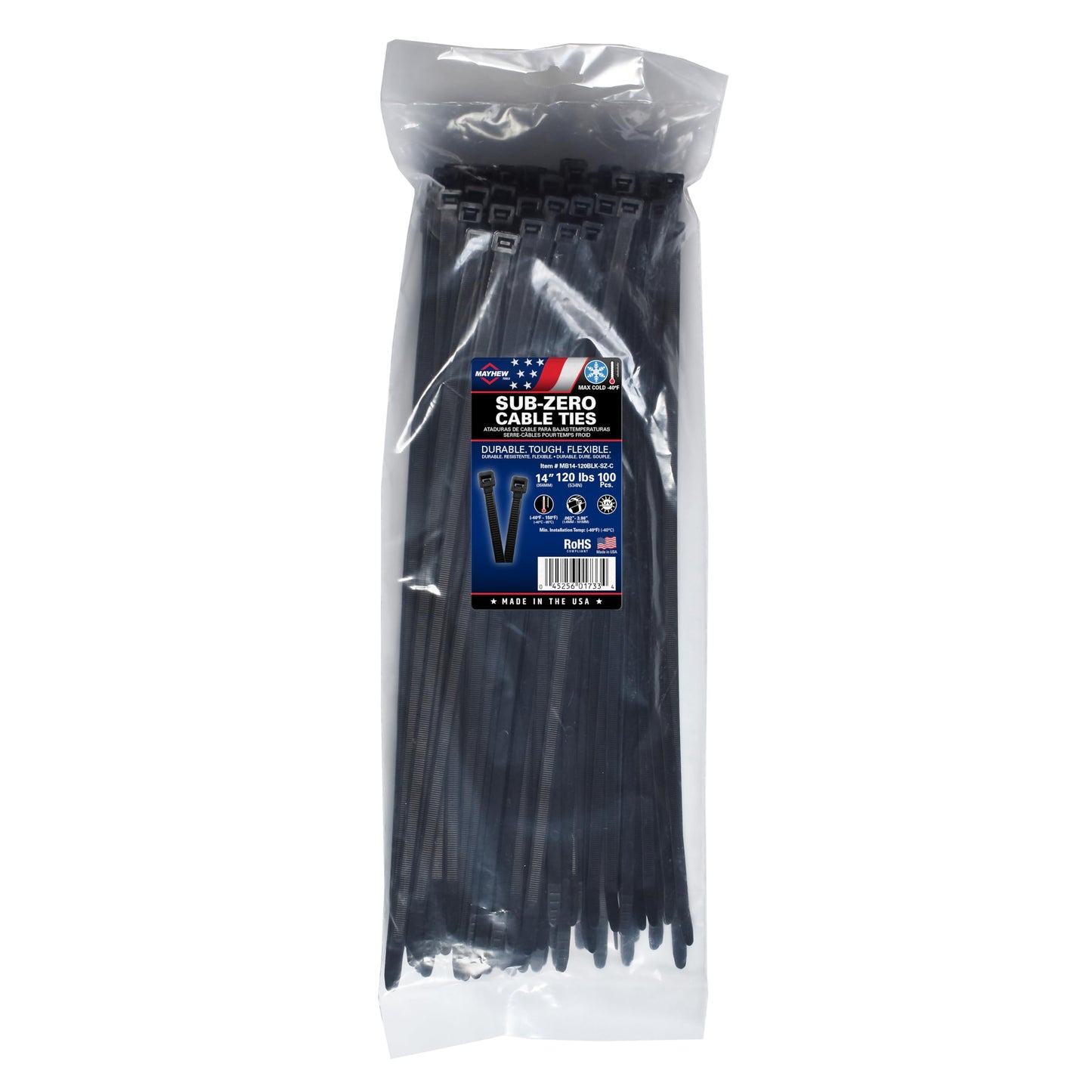 14" 120lb Sub Zero Cable Tie 100/Bg
