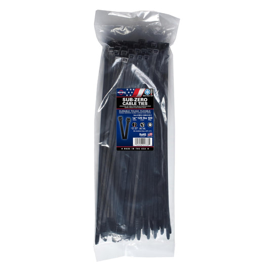14" 120lb Sub Zero Cable Tie 100/Bg