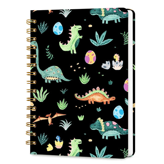 Hllwxrk Lined Spiral Journal Notebook for Work A5, 160 Pages, Dinosaur