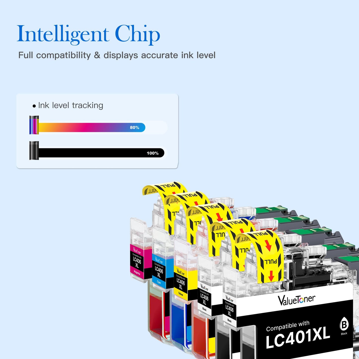 Valuetoner LC401XL Ink Cartridges for Brother Printer Work with Brother LC401 Ink Cartridges fit for MFC-J1010DW MFC-J1170DW MFC-J1800DW MFC-J1012DW