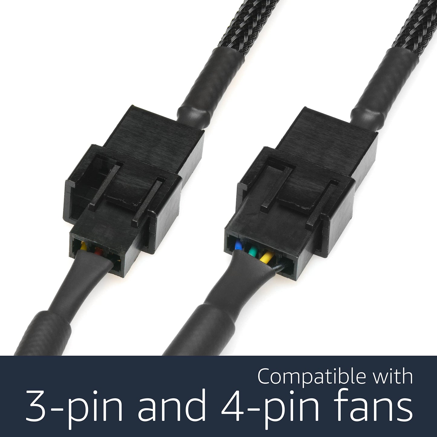 CRJ Micro 2-Pin Fan Adapter Cables (2-Pack) - 4-inch (10cm), Black Sleeved - Connect 3-Pin & 4-Pin PC Fans to Micro 2-Pin JST PH 2.0mm Headers