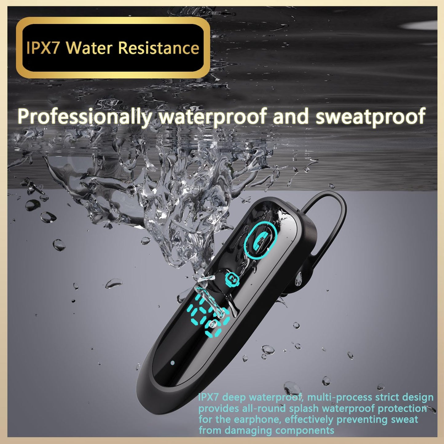 eppfun Bluetooth Earpiece Wireless CVC8.0 Headset for Cell Phone Dual Mic Noise Canceling Handsfree Phone Earpiece with Mute for iPhone Android Home