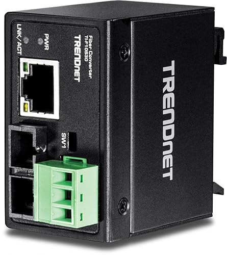 TRENDnet Hardened Industrial 100Base-FX Single-Mode SC Fiber Converter, (30 km, 18.6 Miles), IP40 Rated Housing, TI-F10S30,Lifetime Protection,Black