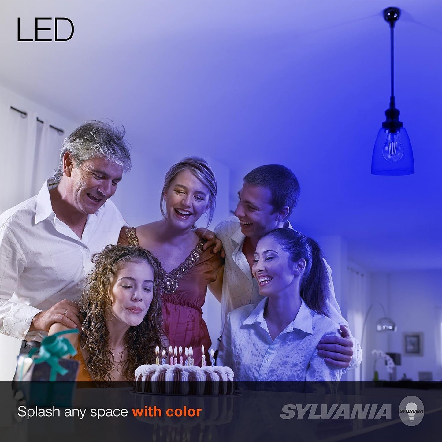 LEDVANCE Sylvania LED Blue Glass Filament A19 Light Bulb, Efficient 4.5W, 40W Equivalent, Dimmable, E26 Medium Base - 1 Pack (40304)