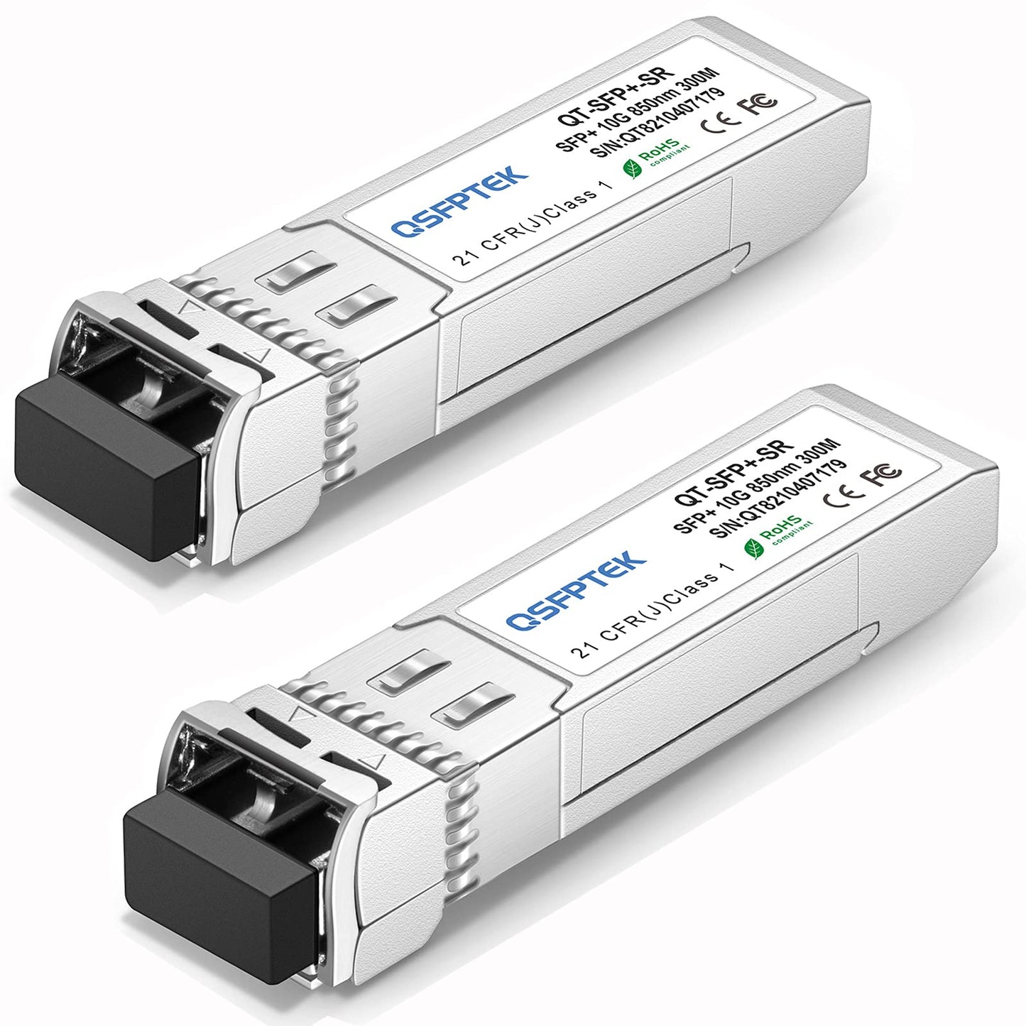 QSFPTEK 10GBASE-SR SFP Module, SFP+ 850nm 300m Duplex LC MMF DOM Optical Networking Transceivers Mini GBIC Compatible SFP-10G-SR, and Other Open
