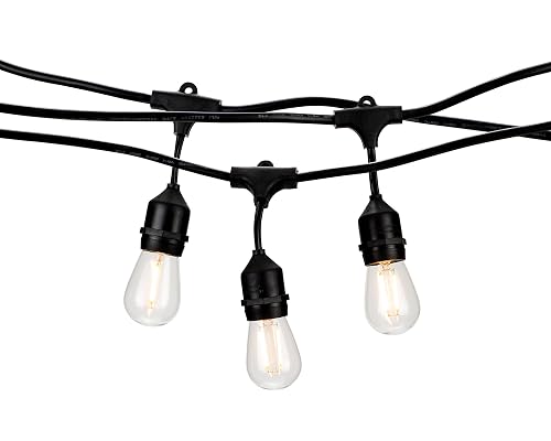 Holiday Lighting Outlet LED Outdoor Patio Lights | 46-Foot Hanging Outdoor String Lights | Includes 16 Dimmable 1.5 Watt Edison Filament Bulb Cafe