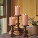 Matchless Candle Co. by Luminara - Flameless LED Battery Operated Flickering Pillar Candles - Pastel Pink - Set of 3 - Indoor Outdoor Decor Safe