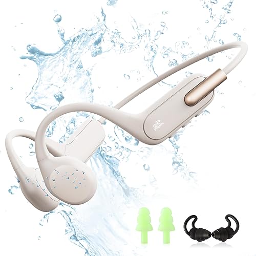 HIFI WALKER Bone Conduction Headphones Waterproof Swimming Headset, Wireless Bluetooth 5.3, IPX8 with Built-in 32GB MP3 Player, Sport Headphones…