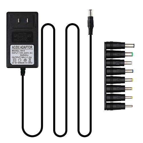 EIKS DC 18V 650mA 1A 1.5A(Max) Wall Charger Power Supply Switching Adapter with Tips 5.5 x 2.5mm / 5.5 x 2.1mm