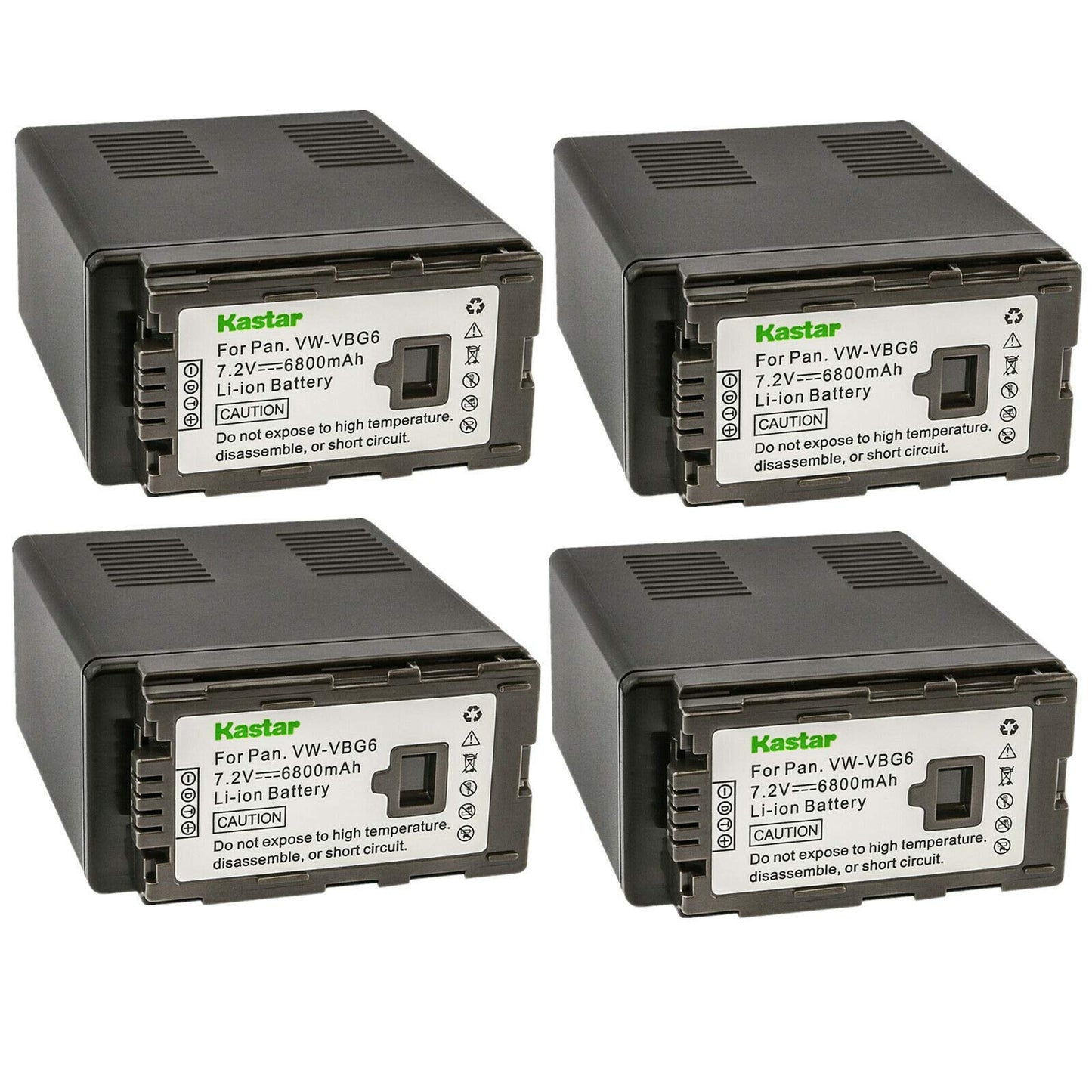Kastar 4-Pack VW-VBG6 Battery Replacement for Panasonic VW-VBG6 VW-VBG6GK VW-VBG6-K VW-VBG6PPK CGA-E625 Battery, DE-A38, VSK0631, VSK0698 Charger
