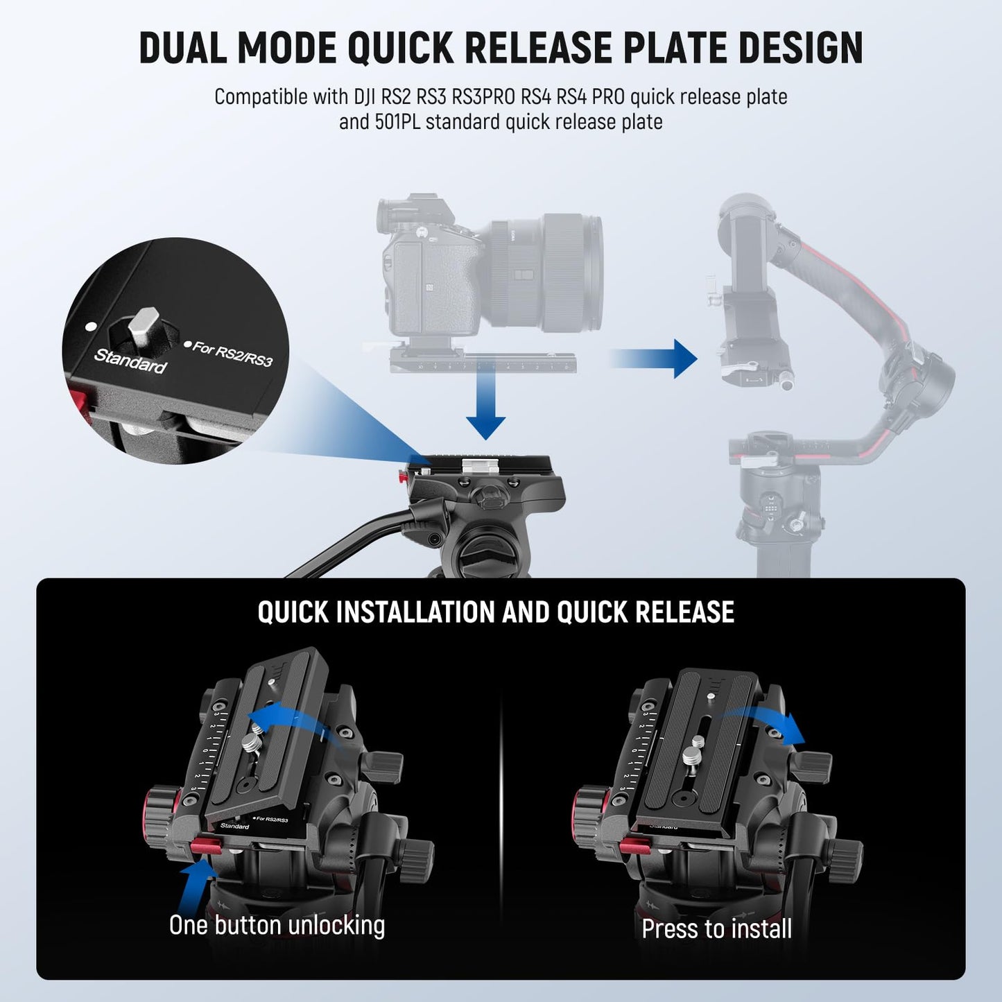 NEEWER 78" Video Camera Tripod Carbon Fiber with Damping Adjustable Fluid Head, One Step Quick Release with QR Plate & Handle, Heavy Duty Tripod Stand
