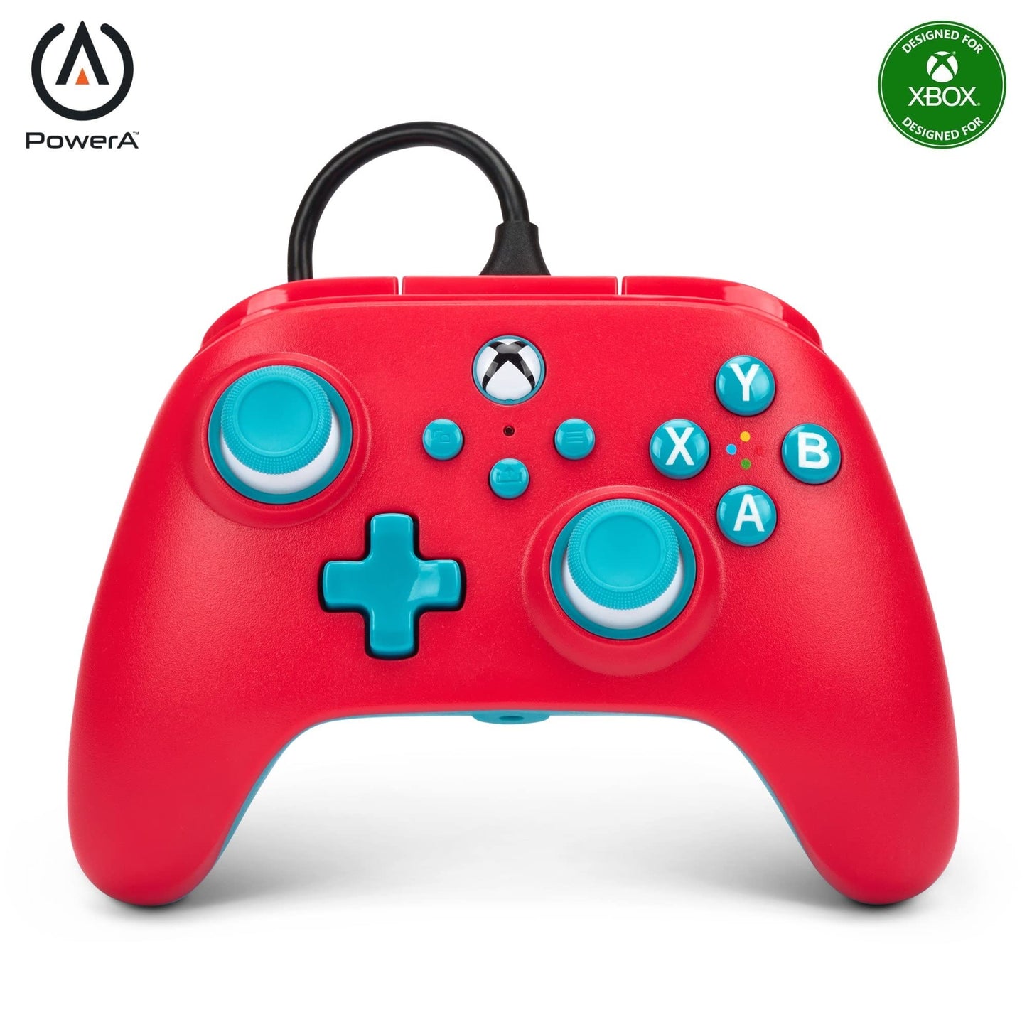 PowerA Nano Enhanced Wired Controller for Xbox Series X|S - Red Sky, portable, compact, gamepad, wired video game controller, gaming controller, works