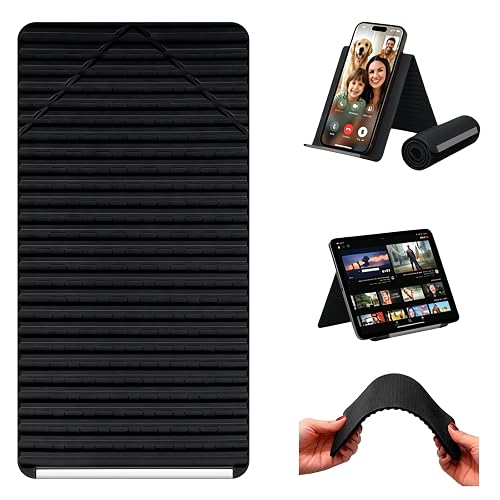XIMAND Silicone Phone Holder, Flexible Foldable Adjustable Phone Holder with Aluminum Core, Bendable Airplane Phone Mount for Travel Tray Table