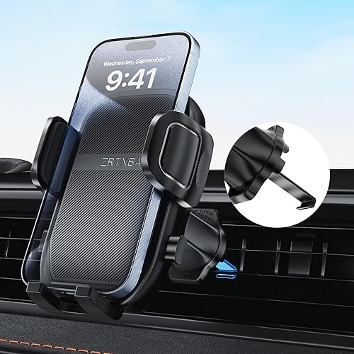 ZRTXBA Phone Holders for Your Car with Metal Hook Clip, Air Vent Cell Phone Car Mount 360° Rotation Car Phone Holder Universal Automobile Cradle Fit