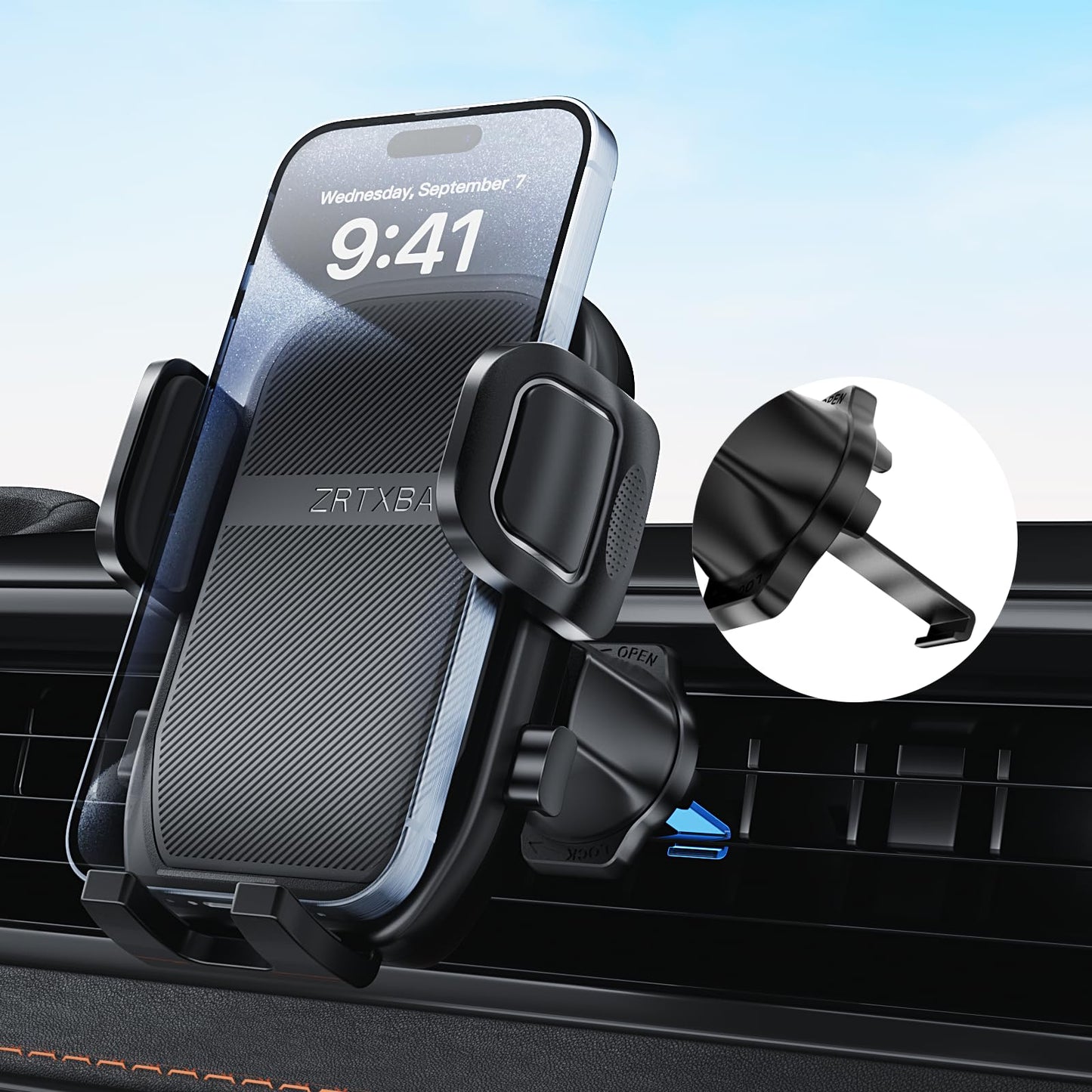 ZRTXBA Phone Holders for Your Car with Metal Hook Clip, Air Vent Cell Phone Car Mount 360° Rotation Car Phone Holder Universal Automobile Cradle Fit