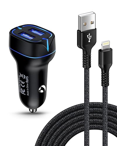 Car Phone Charger Lightning Cable Fast Charging Cargador for iPhone 14 13 12 Pro Max Mini 11Pro 10 SE X XR XS XS Max 8 7 6 Plus, Apple Lightening…
