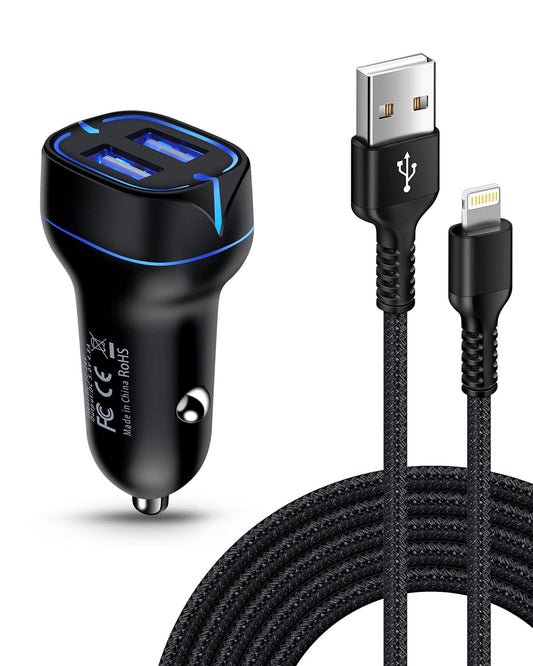 Car Phone Charger Lightning Cable Fast Charging Cargador for iPhone 14 13 12 Pro Max Mini 11Pro 10 SE X XR XS XS Max 8 7 6 Plus, Apple Lightening…