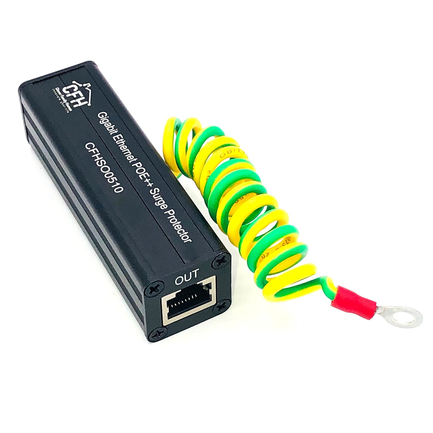 Ethernet Gigabit Surge Protector Kit with CAT 6a Jumper Cable and Ground Wire (Supports POE++, POE+, POE, Non-POE)