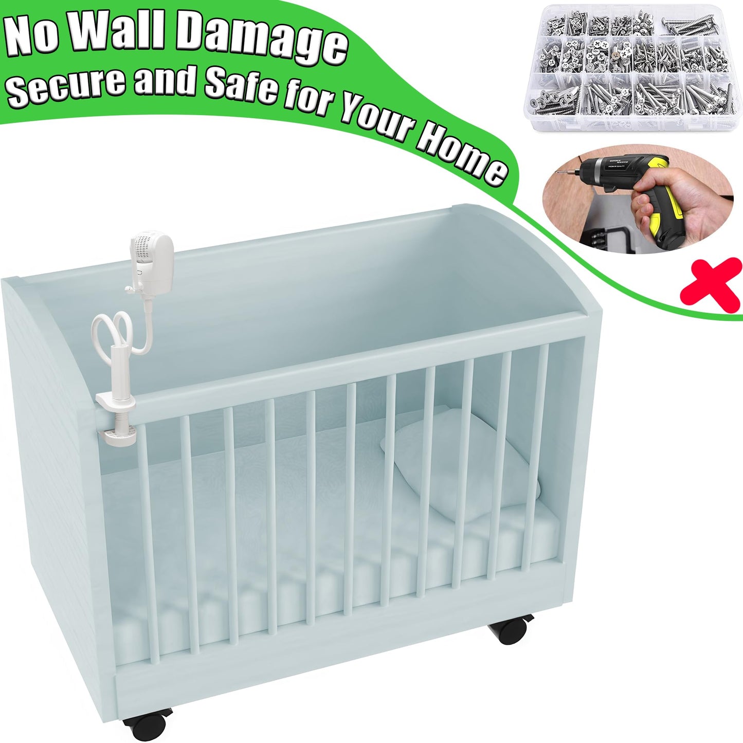 Upgraded Stronger Baby Monitor Mount for VTech VM901, New VM901, VM928HD, VM919HD, VM5463 Cameras, 31.5” Flexible Holder Stand for Crib, Shelves, or