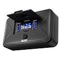 MNJ Motor 78W 4 Port 12V USB Outlet Wall Mount, Charger Socket Panel Surface Mount with LED Voltage Display ON/Off Switch, Dual 36W & 30W PD & Dual