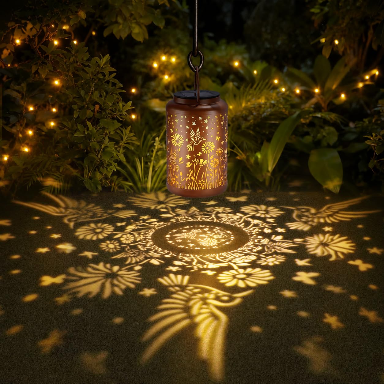 GOLFOEE Solar Lanterns Outdoor Waterproof Hummingbird Solar Lights Outdoor Waterproof for Garden, Birthday Gifts for Women Mom Grandma, Garden Lights