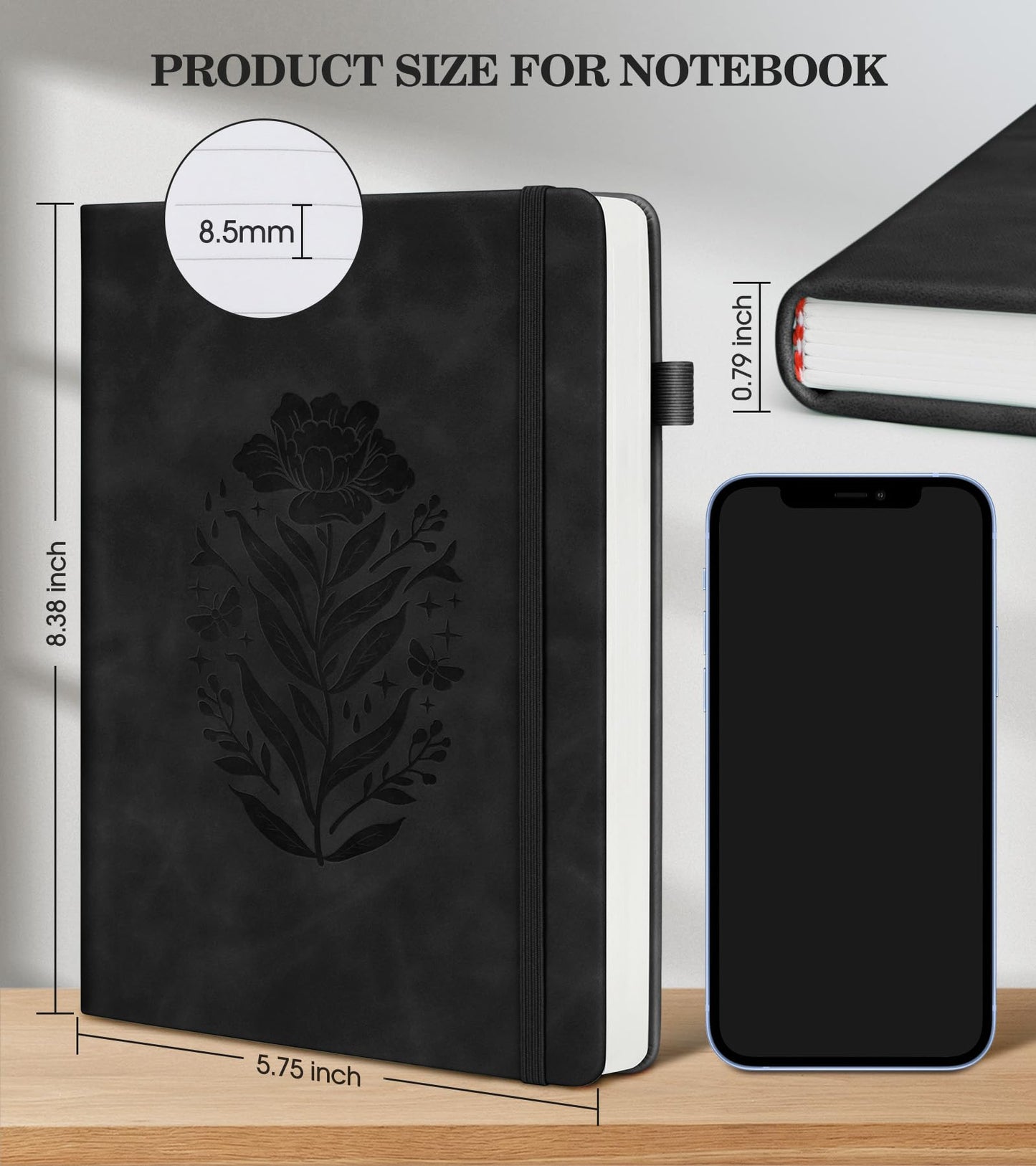 Dotted Journal Notebook for Women Men, A5 Hardcover Dot Grid Notebook Journal for Writing with 256 Pages Thick Dotted Paper, , Leather Journal Dot