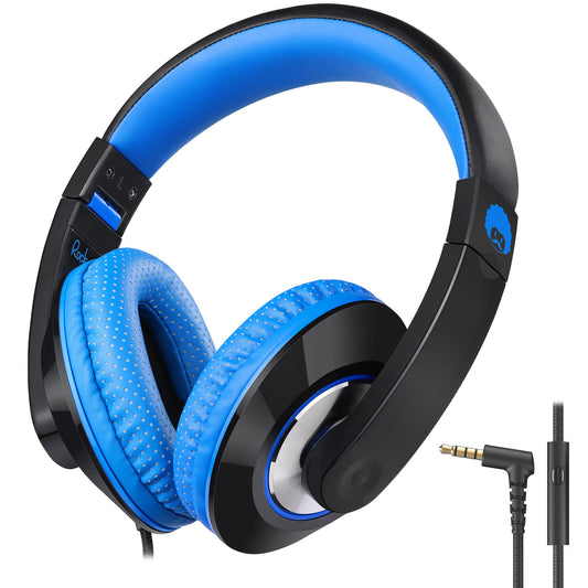 rockpapa Comfort+ Kids Headphones with Microphone, Boys Girls Student Over-Ear Headphones Wired for School Classroom Laptop PC Computer Tablet Black…