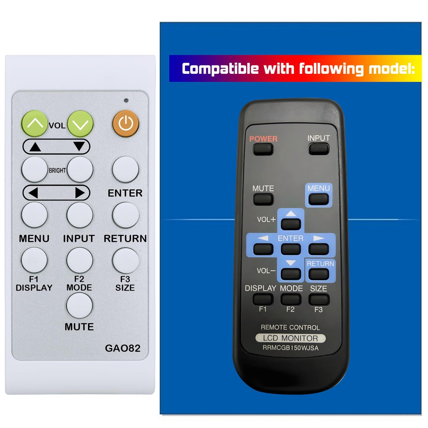 Replacement Remote Control for Sharp Display LCD Monitor RRMCGB150WJSA RRMCG1003MPPZ