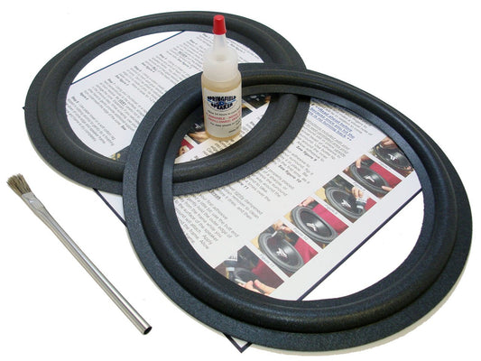Standard 10" Angle-Attach Speaker Foam Surround Repair Kit - 2 Speaker Kit - Fits Several Dozen Different Commonly Used 10" Speakers of Different