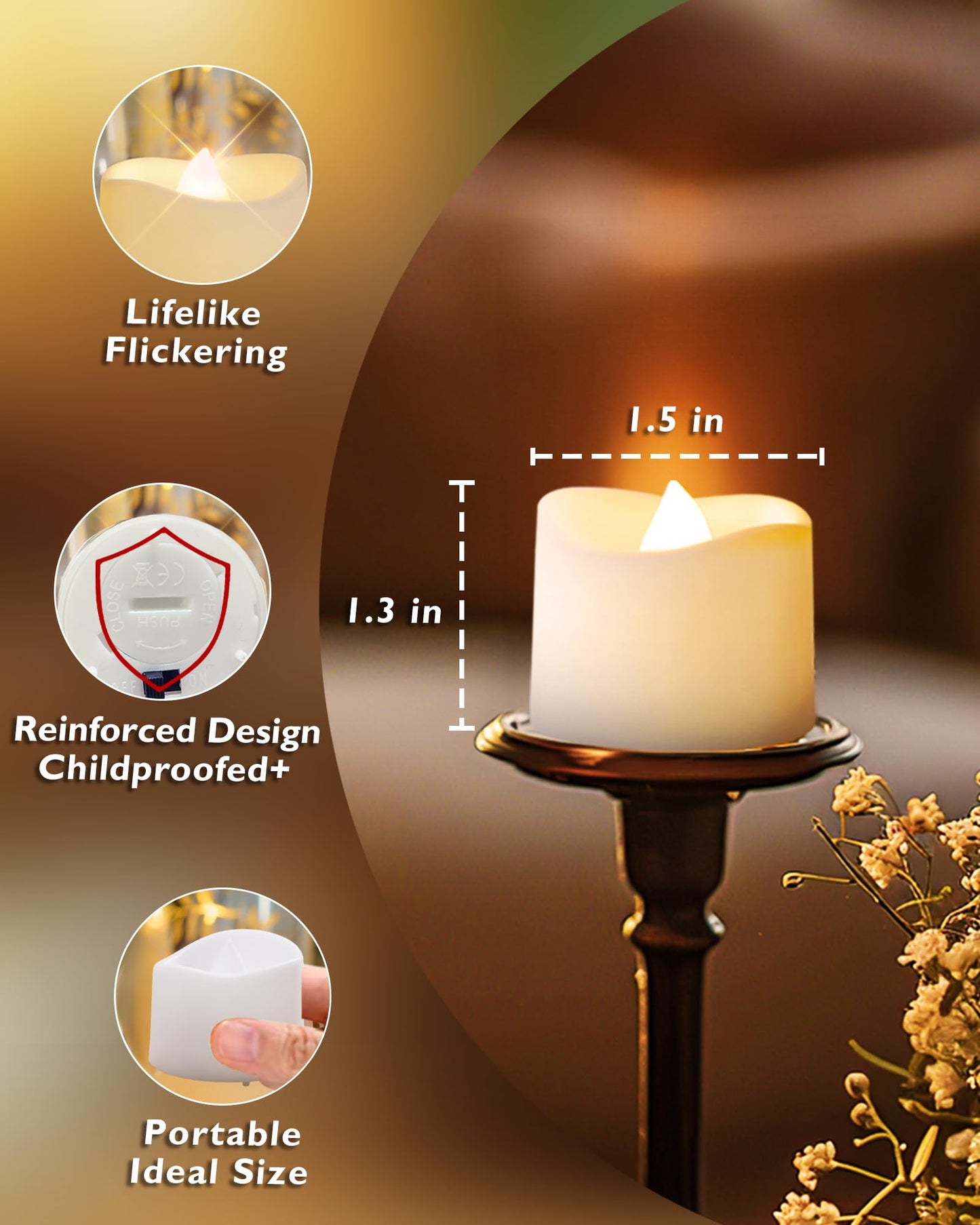 Homemory Timer Tea Lights Candles Battery Operated, 6H Timer Built-in, Auto On Daily, Flameless LED Tealight Votives for Table Centerpieces, Lantern