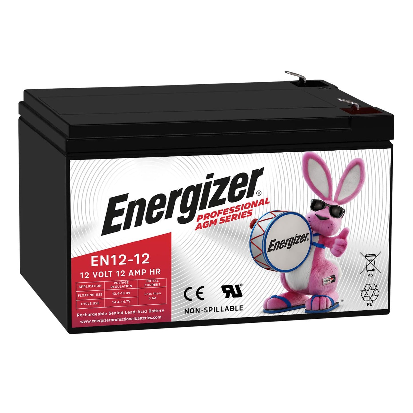 Energizer EN12-12, 12 Volt 12 Amp Hr, Long Lasting Sealed Lead Acid AGM Rechargeable Battery Ideal for Use in Backup Power, Kids Ride On, Electric…