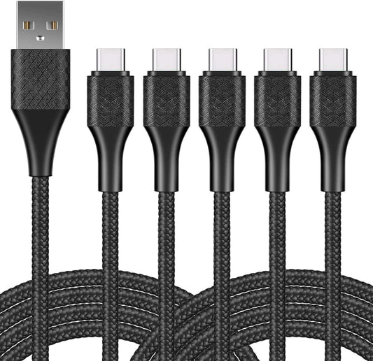 Long USB Type C Charger Cable Fast Charging 6FT, 5Pack Android USB-A to USB-C Fast Phone Charging Cord for Samsung Galaxy S20 S10 S10E S9 S8 Plus Note